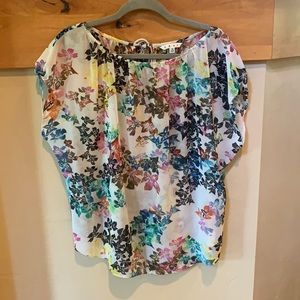 CAbi Sheer Floral Print Bouse